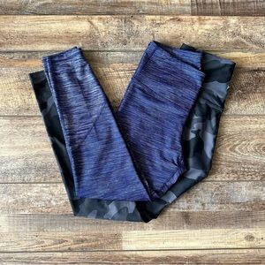 Old Navy Go-Dry Womens Leggings Bundle Medium Black Camo + Blue